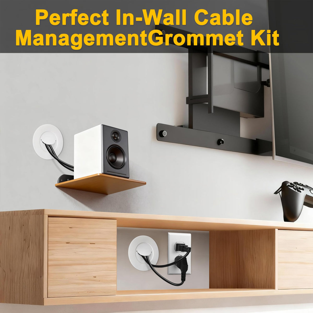 ZhiYo hole saw attachment enables quick, clean wall cuts for TV cable routing.