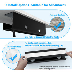 Zhiyo large capacity cable tray side view shows slim under-desk profile