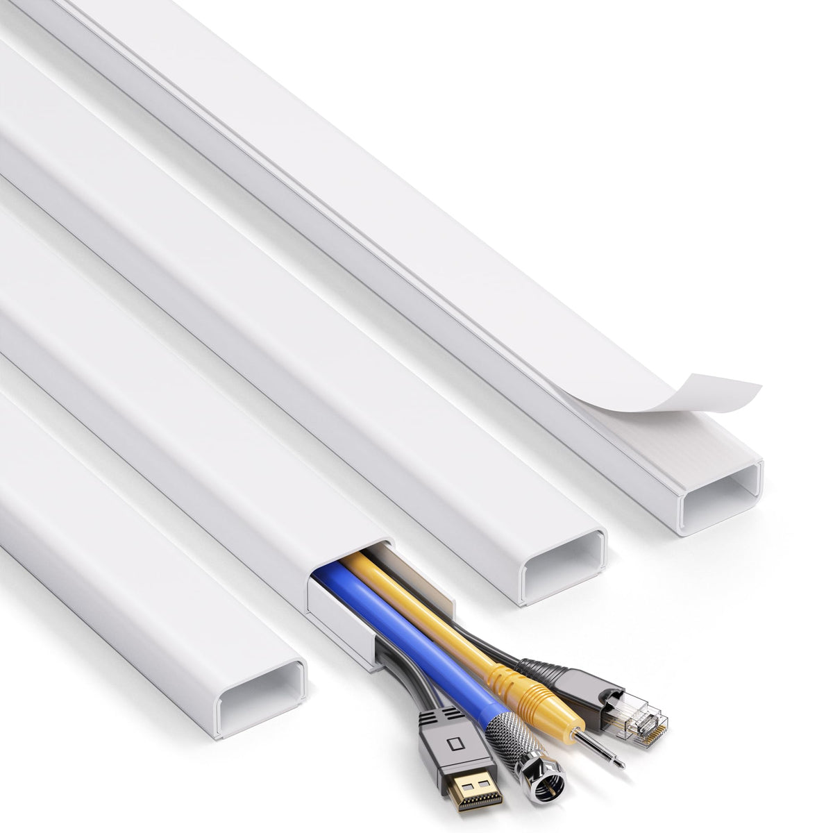 ZhiYo large wire hiders 66in kit with adhesive for seamless TV cable management.