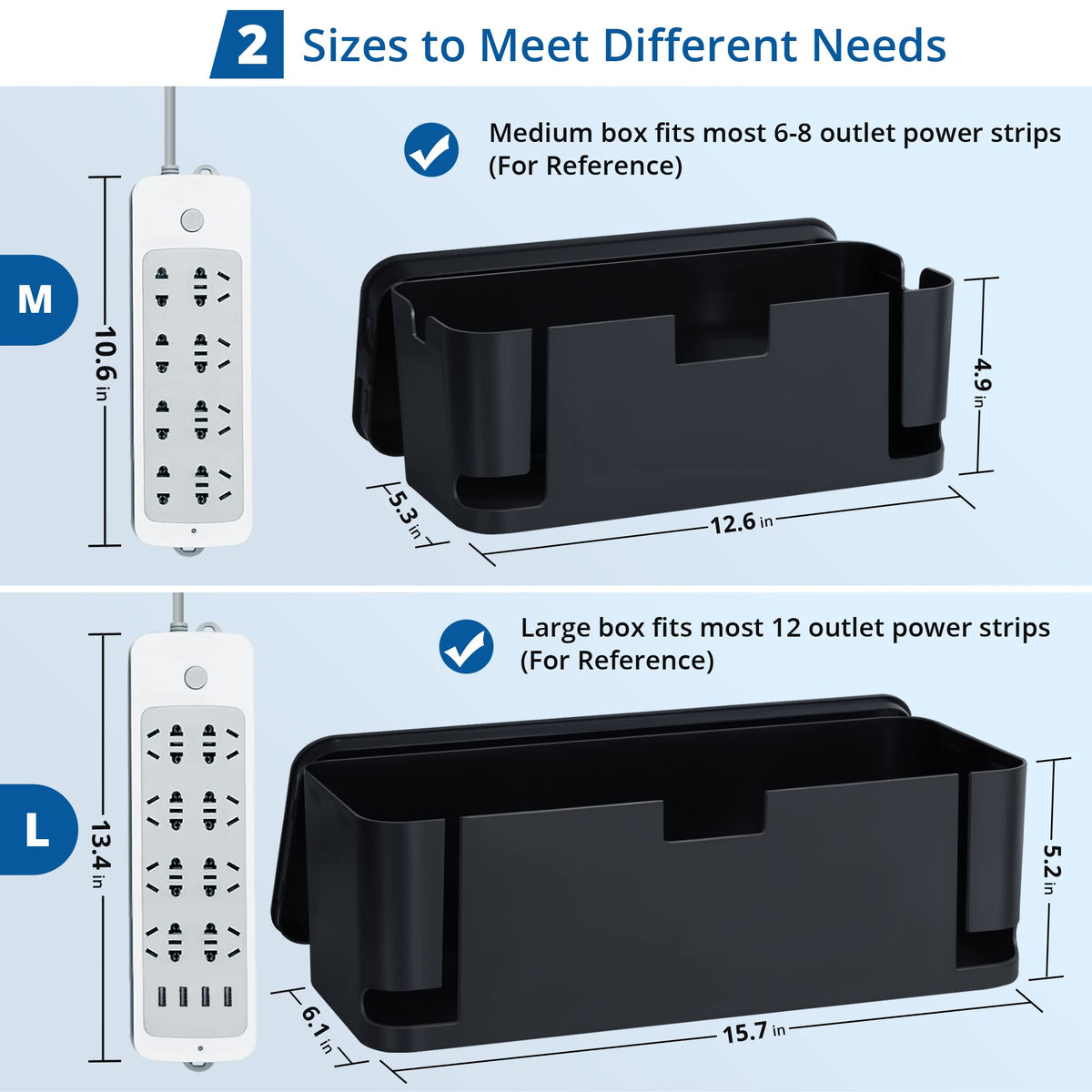 ZhiYo medium cable box with lid open for quick plug access and tidy cords.