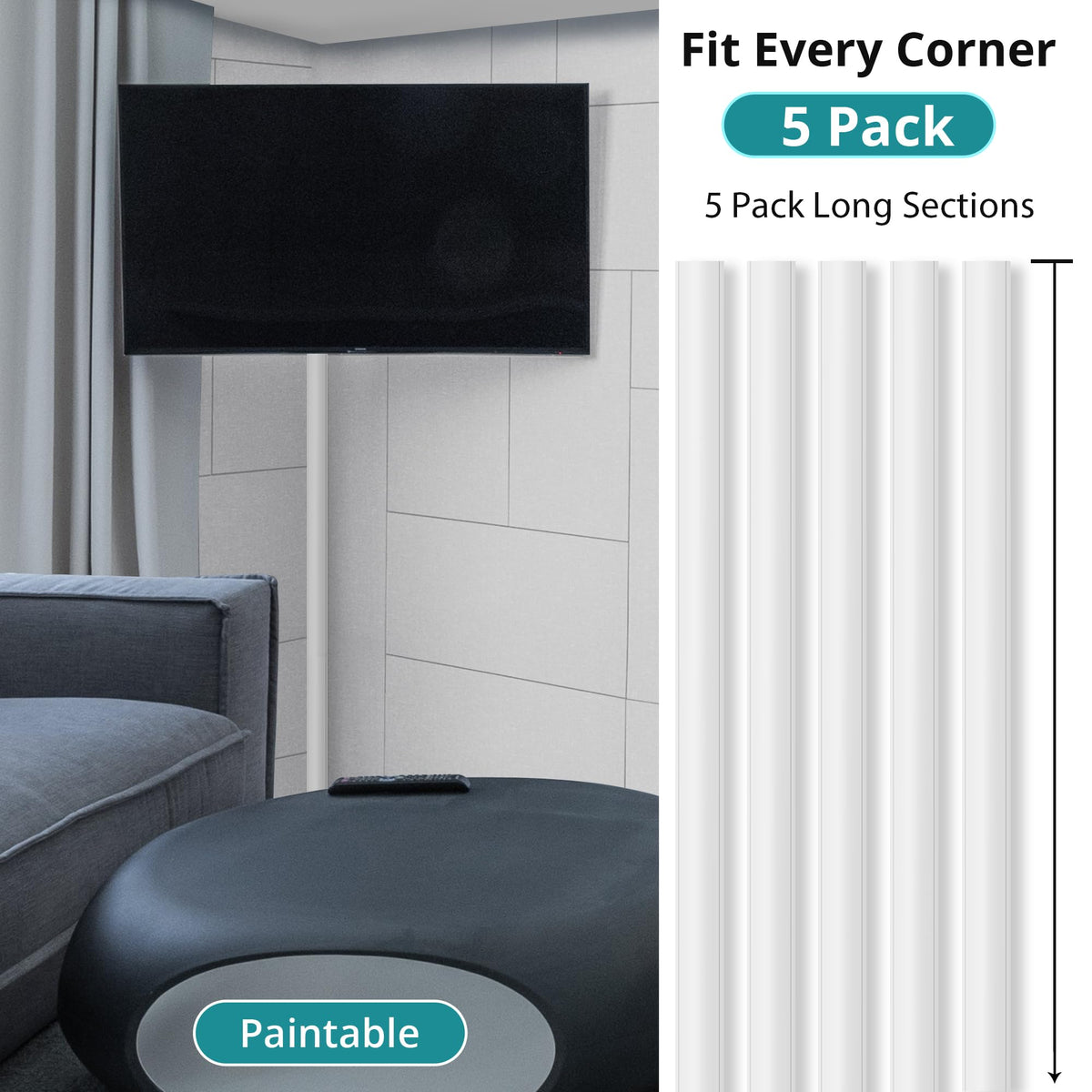 ZhiYo cable concealer mounted on baseboard hiding multiple cords for a tidy room