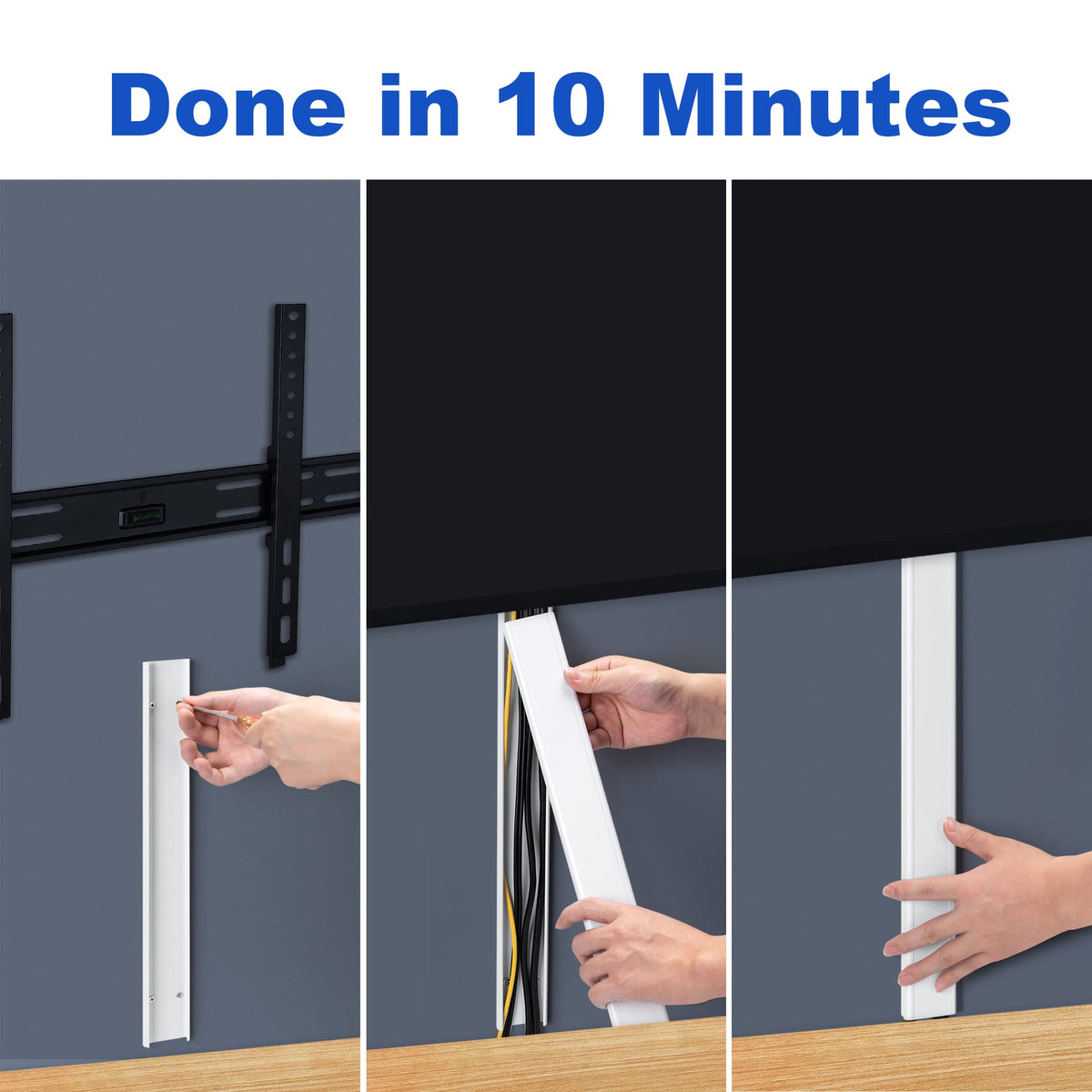 ZhiYo cord hider kit includes nails and adhesives for secure mounting.