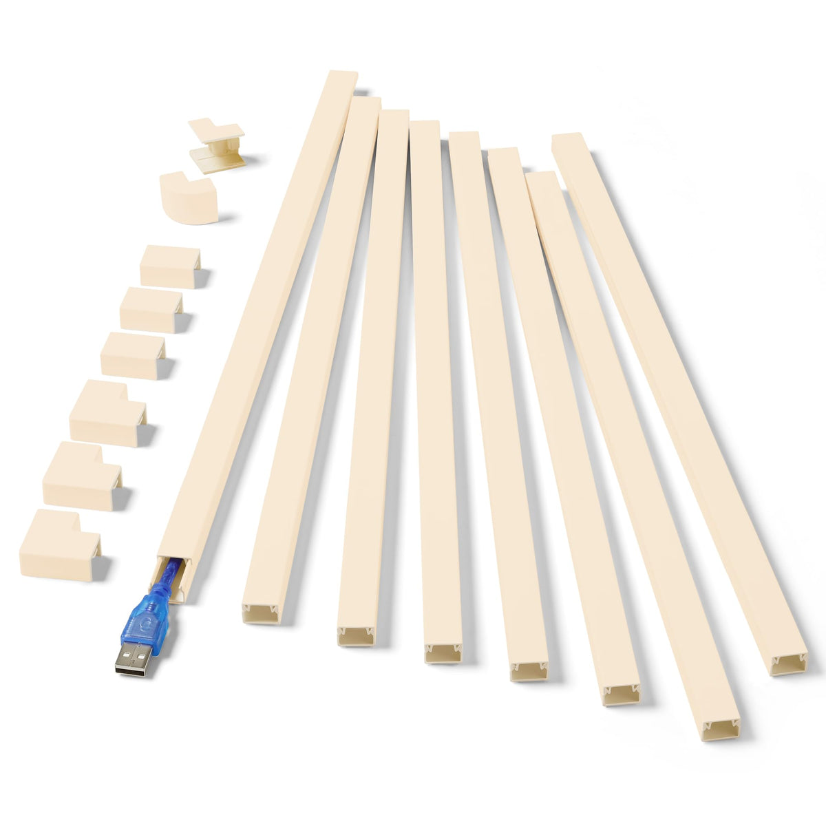 ZhiYo One-Cord Hider Kit on beige wall hiding a single cable for a cleaner look.