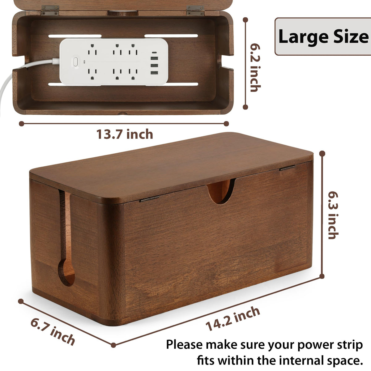 ZhiYo open lid revealing power strip for easy plug access benefit