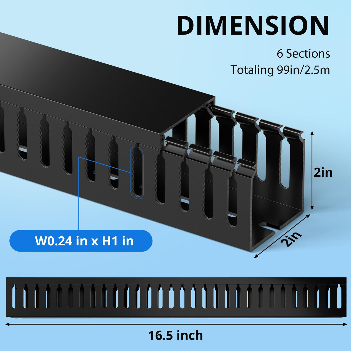 Open-slot PVC raceway in black for discreet office cabling