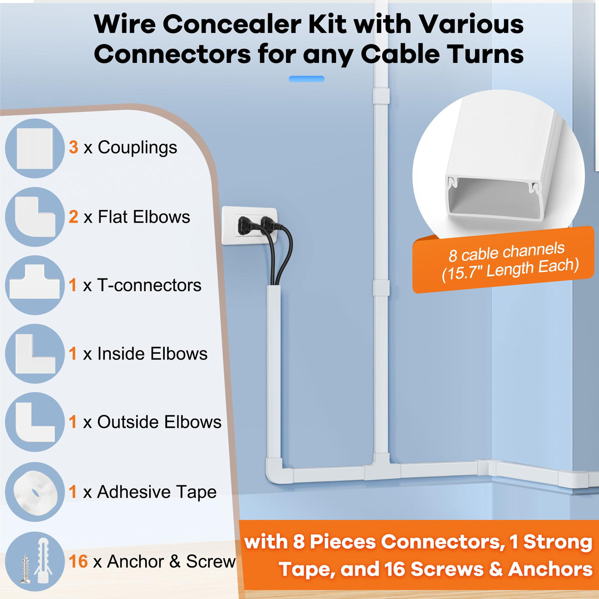 ZhiYo paintable cable raceway blends with wall color