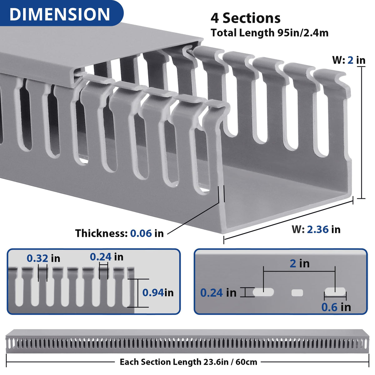 ZhiYo close-up of open-slot teeth and smooth edges for safe cable insertion