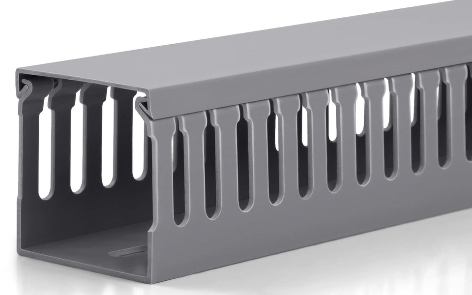ZhiYo front view of grey 2x2in raceway showing neat cable concealment