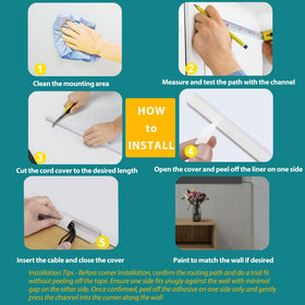 Seamless corner cable routing along ceiling and baseboard