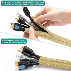 ZhiYo self-wrap cable sleeve close-up demonstrating easy installation