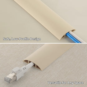 Soft PVC cable cover lays flat over time for a neat floor.