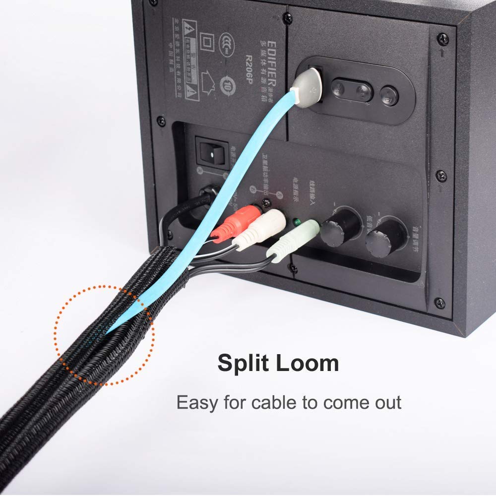 ZhiYo split-design sleeve installs quickly to organize AV cables behind your setup.