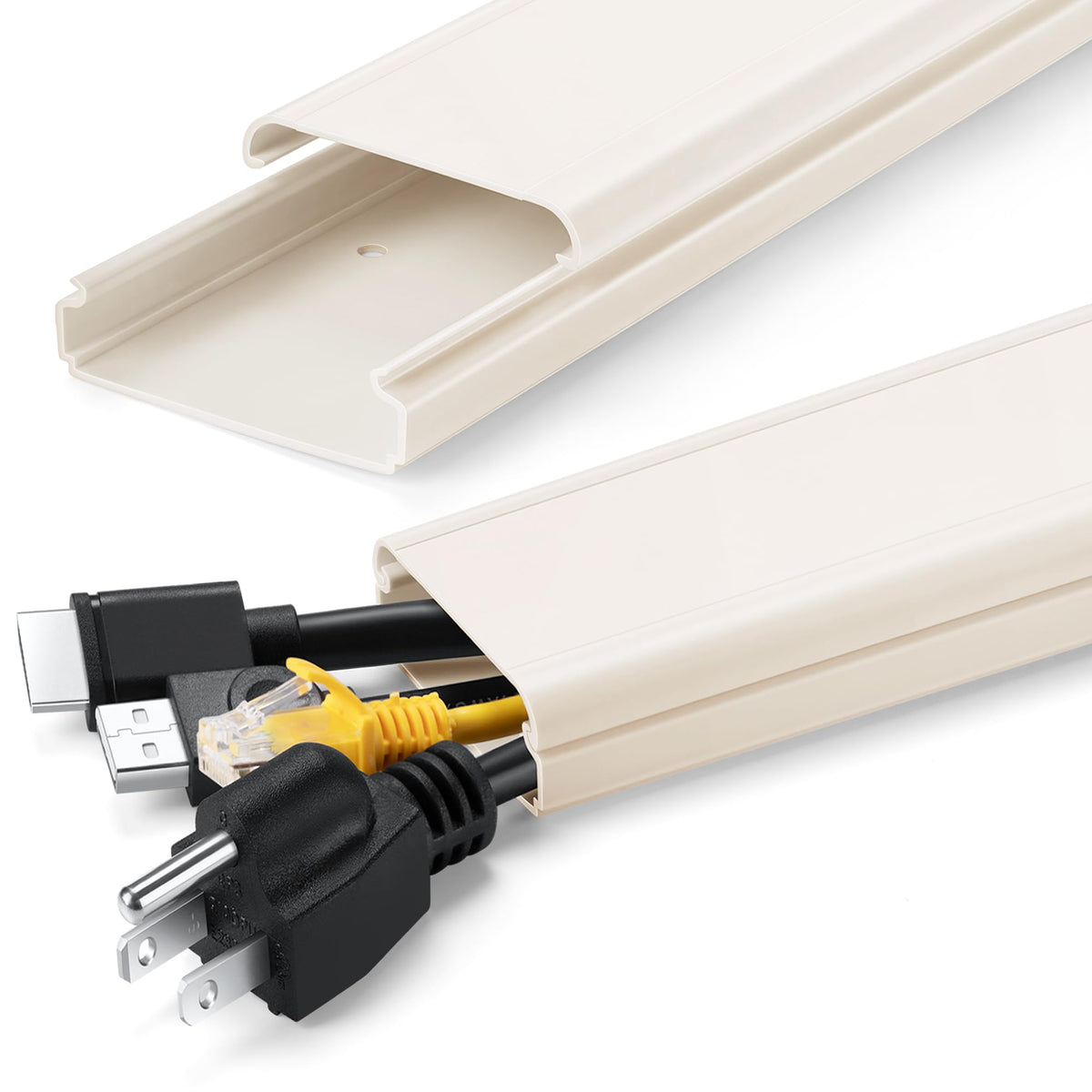 ZhiYo TV Cord Hider on beige wall conceals cables neatly.