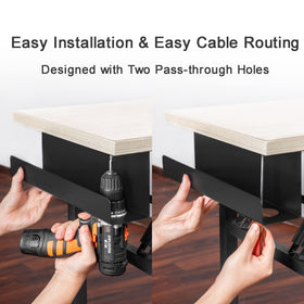 ZhiYo under-desk tray mounted using included hardware on wood desk.