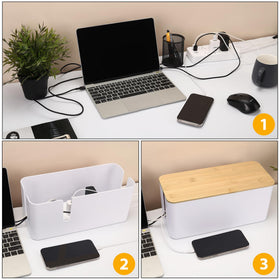ZhiYo mounted under desk showing hidden power strip convenience