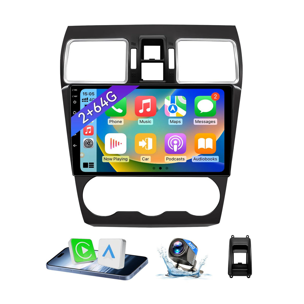 ZHNN Android 13 head unit with 9-inch touchscreen for Subaru Forester; supports wireless CarPlay.