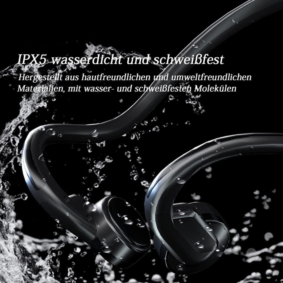 ZHQMG neckband bent to show memory-metal flexibility for a stable, personalized fit