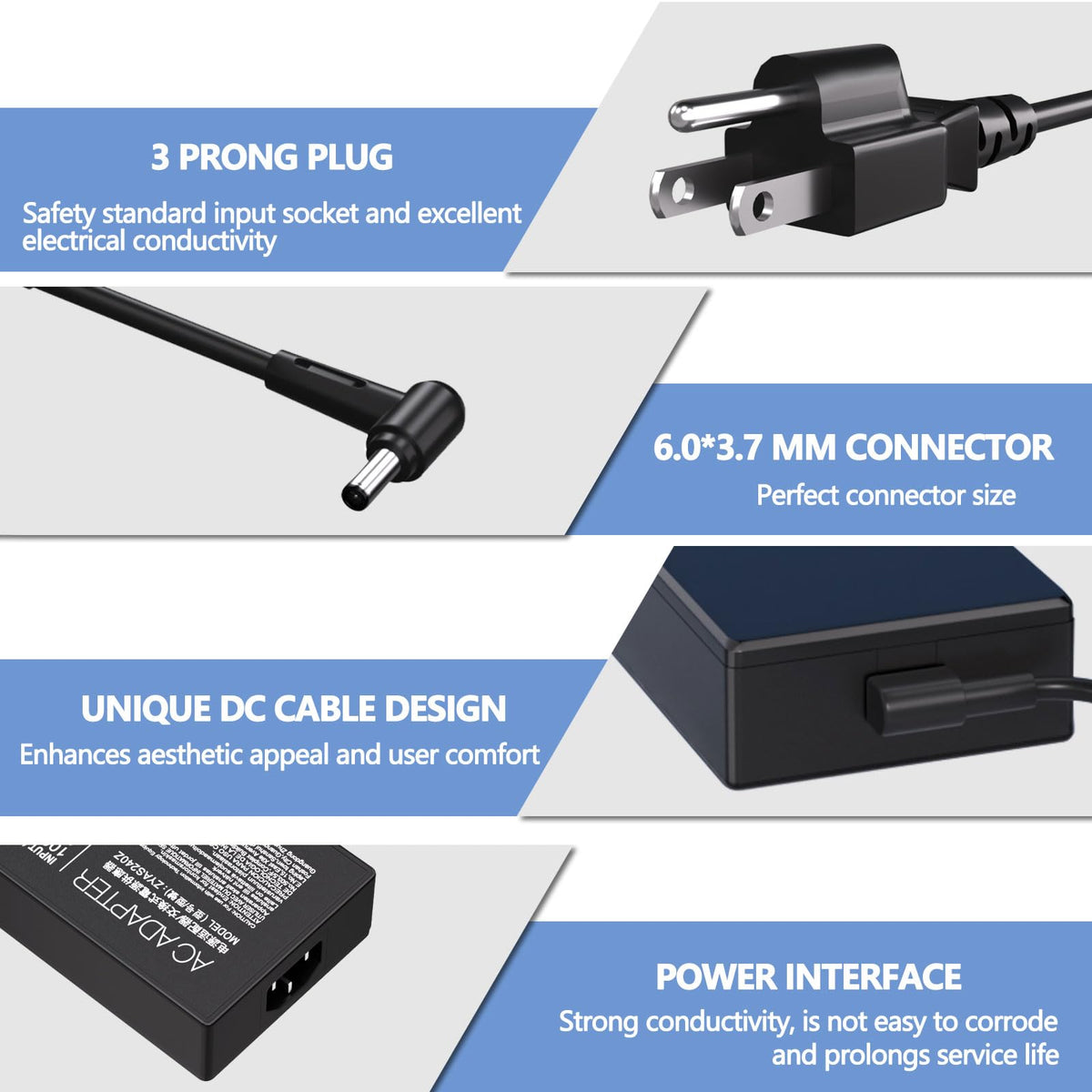 ZHUODYER charger and power cord in package ready to use