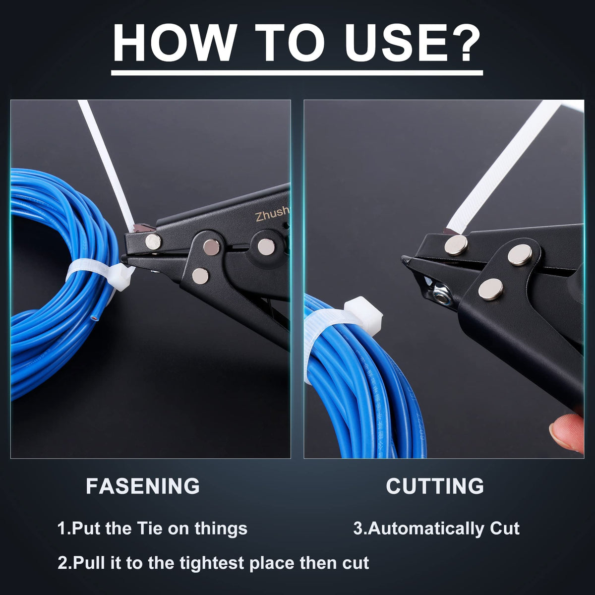 Zhushan cable tie gun in use during installation projects for efficiency.