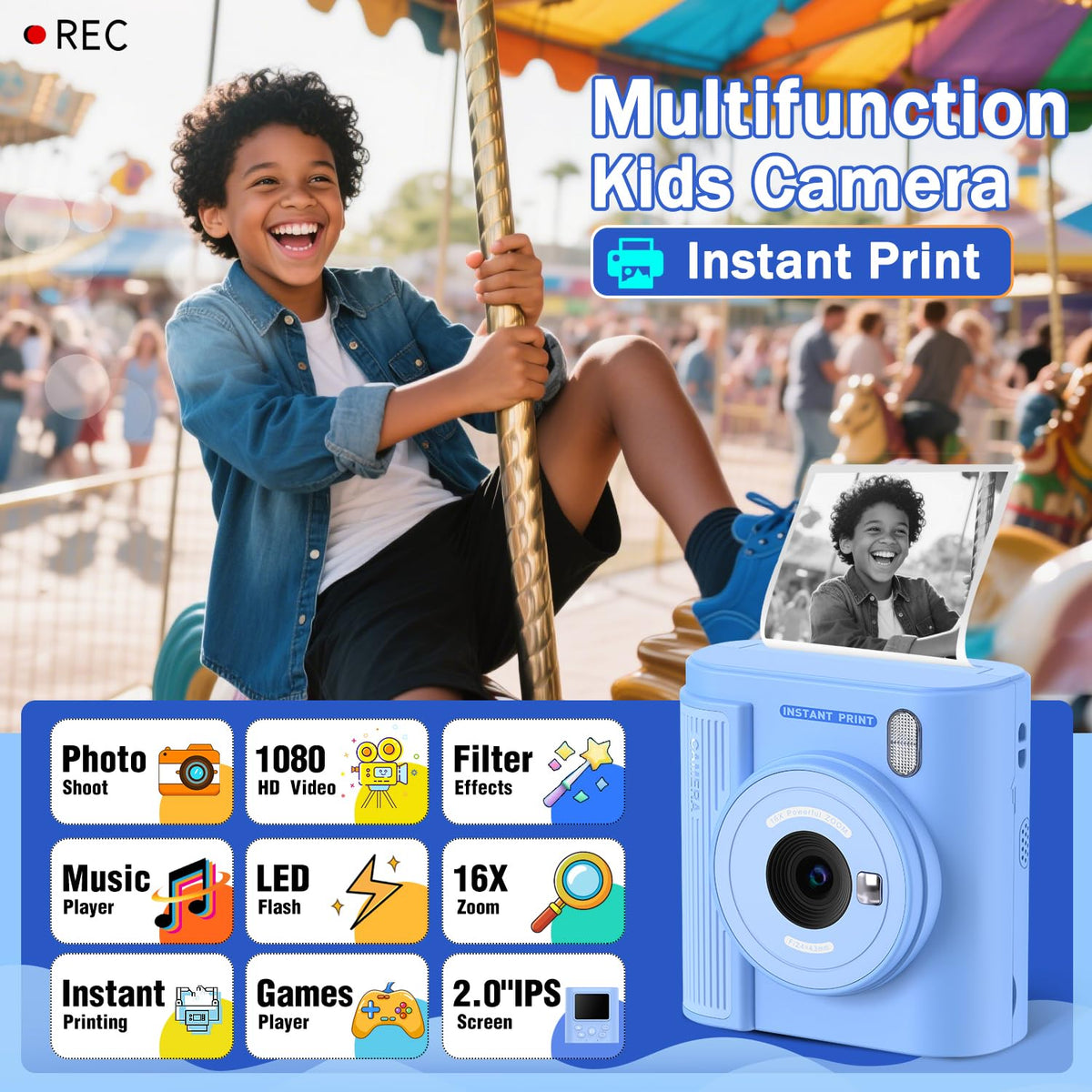 Zicor kids camera captures 1080p video for clear memories.