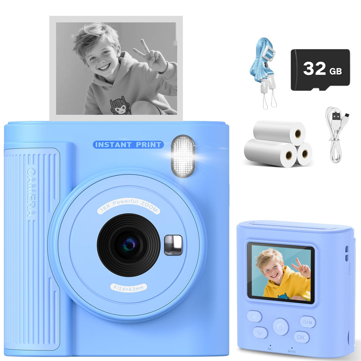 Zicor kids camera with a bright 2-inch screen for easy framing.