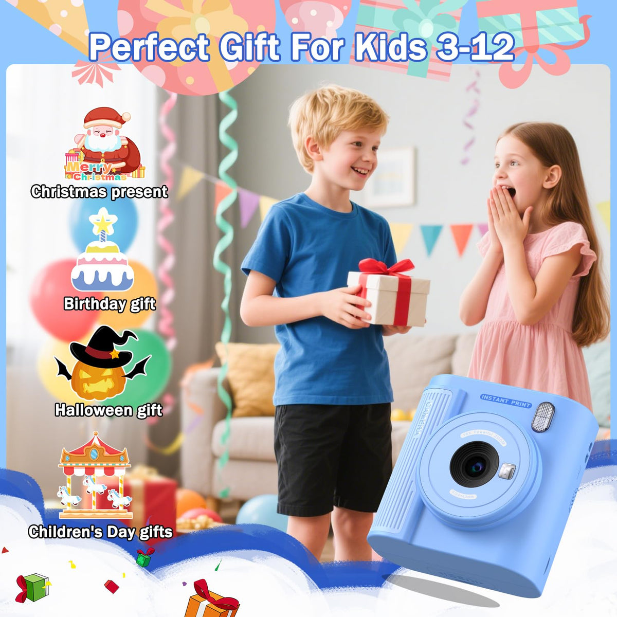 Zicor kids camera features a kid-friendly design for little hands.