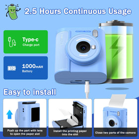 Three printing paper rolls are included for instant prints.