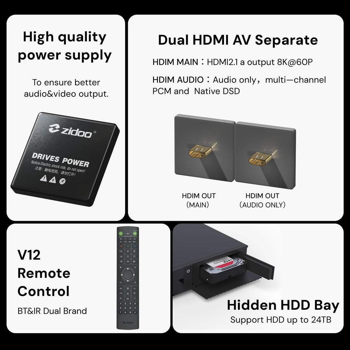 ZIDOO Z3000 PRO audio pass-through for high-fidelity sound formats.