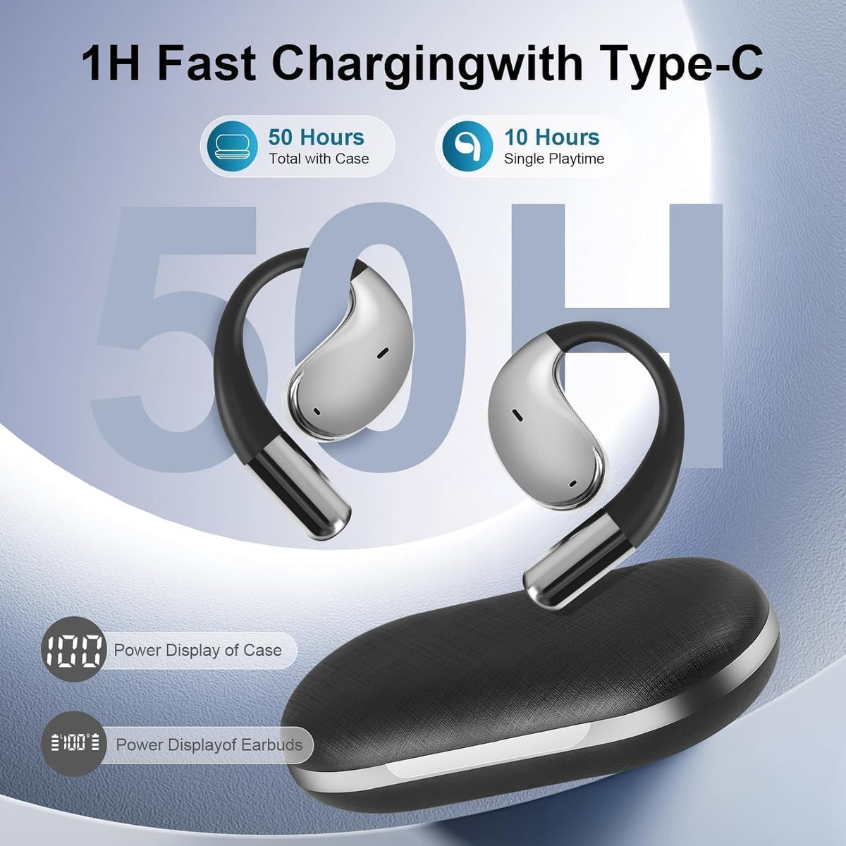 ZIDOXING side profile with ergonomic earhook illustrating secure, comfy fit