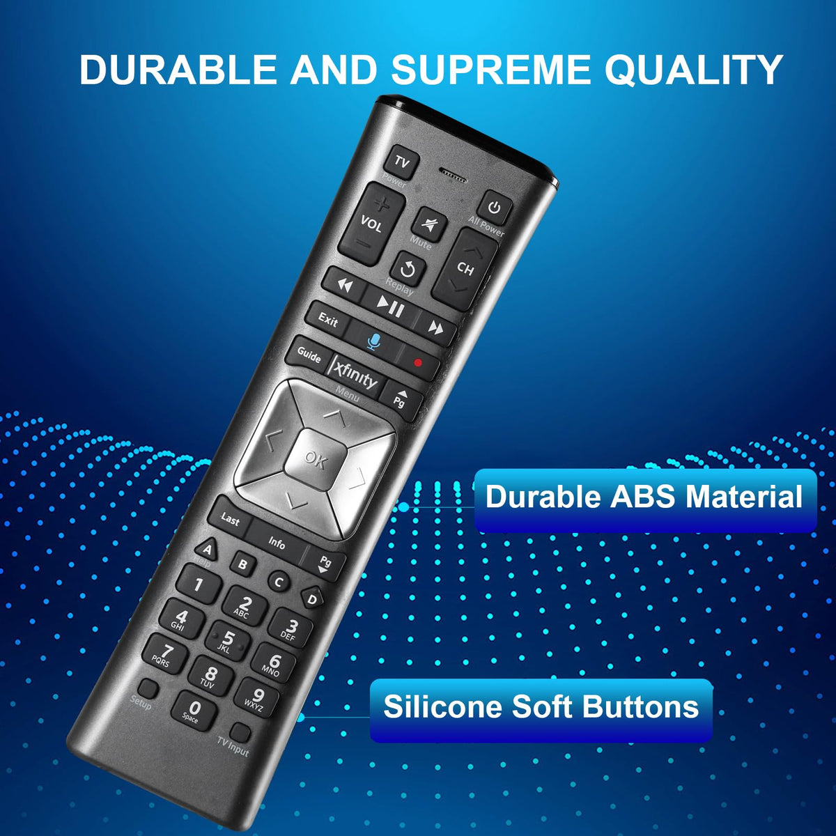 Ziezii XR11 on a TV stand displaying compatibility with Xfinity X1.
