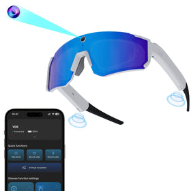 Zigtik AI Pro glasses front view showing sleek frame and camera