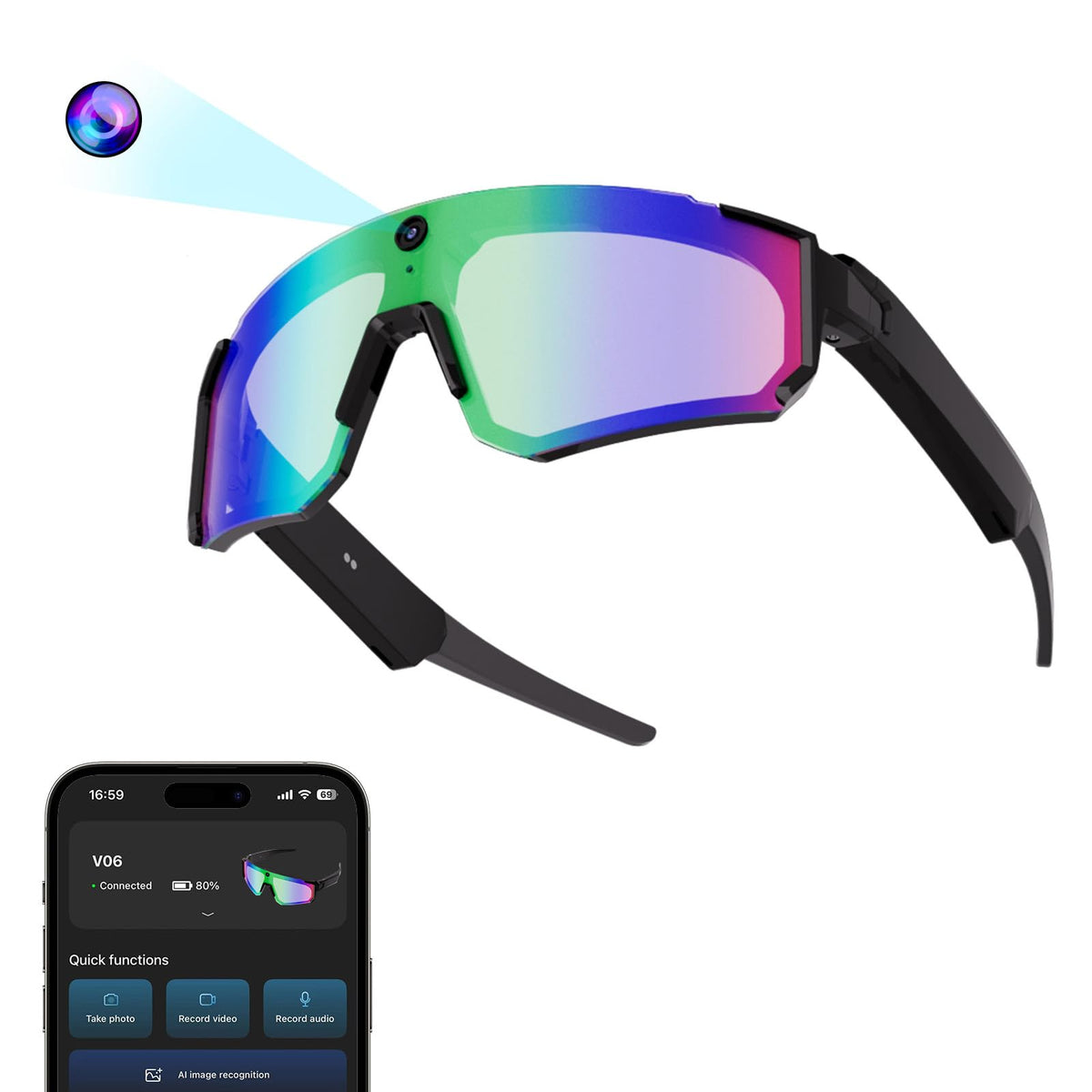 Zigtik AI Smart Glasses with 32MP camera for crisp action footage