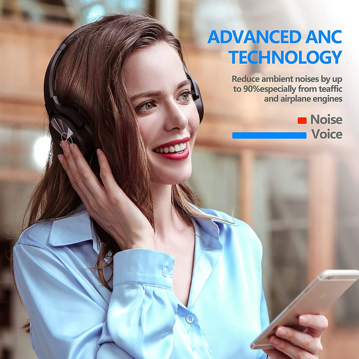 ZIHNIC folded headphones beside carry case showing compact storage and travel convenience