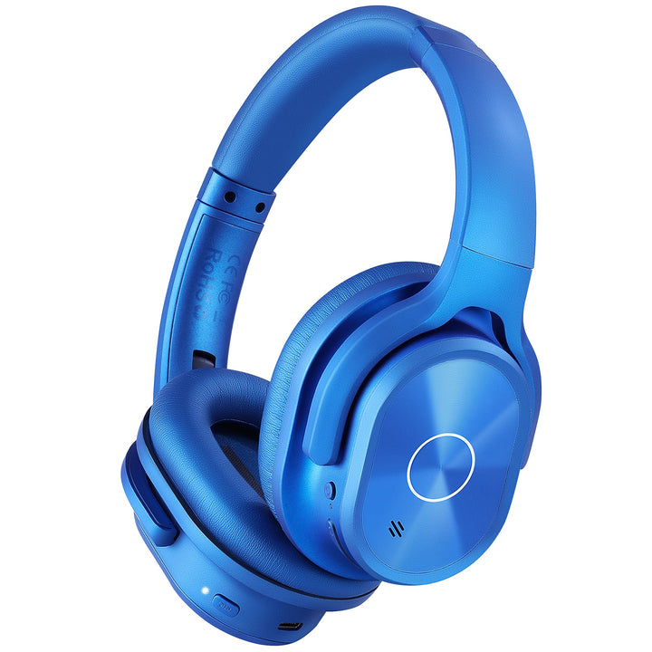 ZIHNIC front view blue headphones showing sleek design and travel readiness