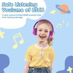 ZIHNIC wired kids headphones, folded design, easy to store for travel and school.