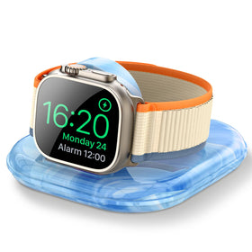 ZIKUREL Apple Watch Dock front view showing magnetic alignment for easy charging.