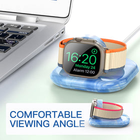 ZIKUREL Apple Watch Dock in use with Nightstand Mode for bedside charging.