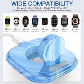 ZIKUREL Apple Watch Dock magnetic alignment angle demonstrates effortless docking.