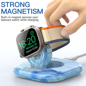 ZIKUREL Apple Watch Dock top view emphasizing compact profile for nightstand use.