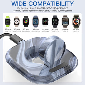 ZIKUREL Apple Watch dock in travel setup emphasizing portability