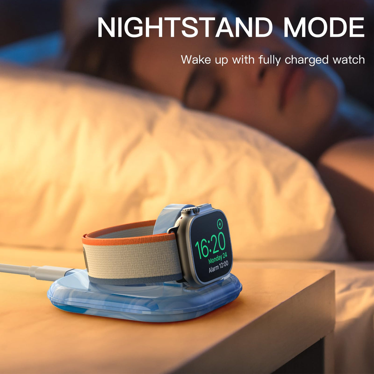 ZIKUREL Apple Watch Dock travel-ready compact design fits bags and desks.