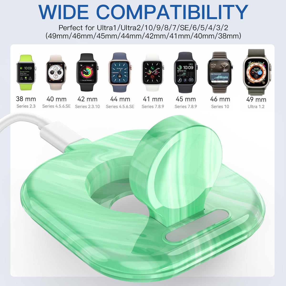 ZIKUREL Apple Watch dock in travel setup, compact and ready