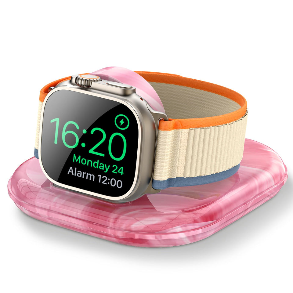 ZIKUREL Apple Watch magnetic dock enabling effortless alignment for quick charging.
