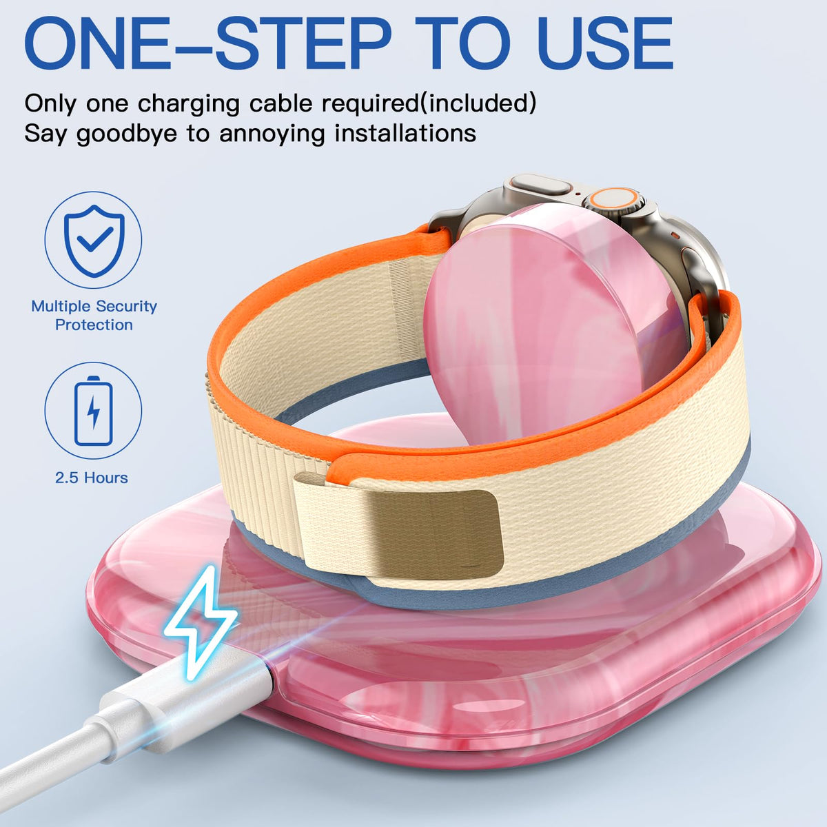 ZIKUREL fast magnetic charger stand delivering swift charging for Apple Watch.