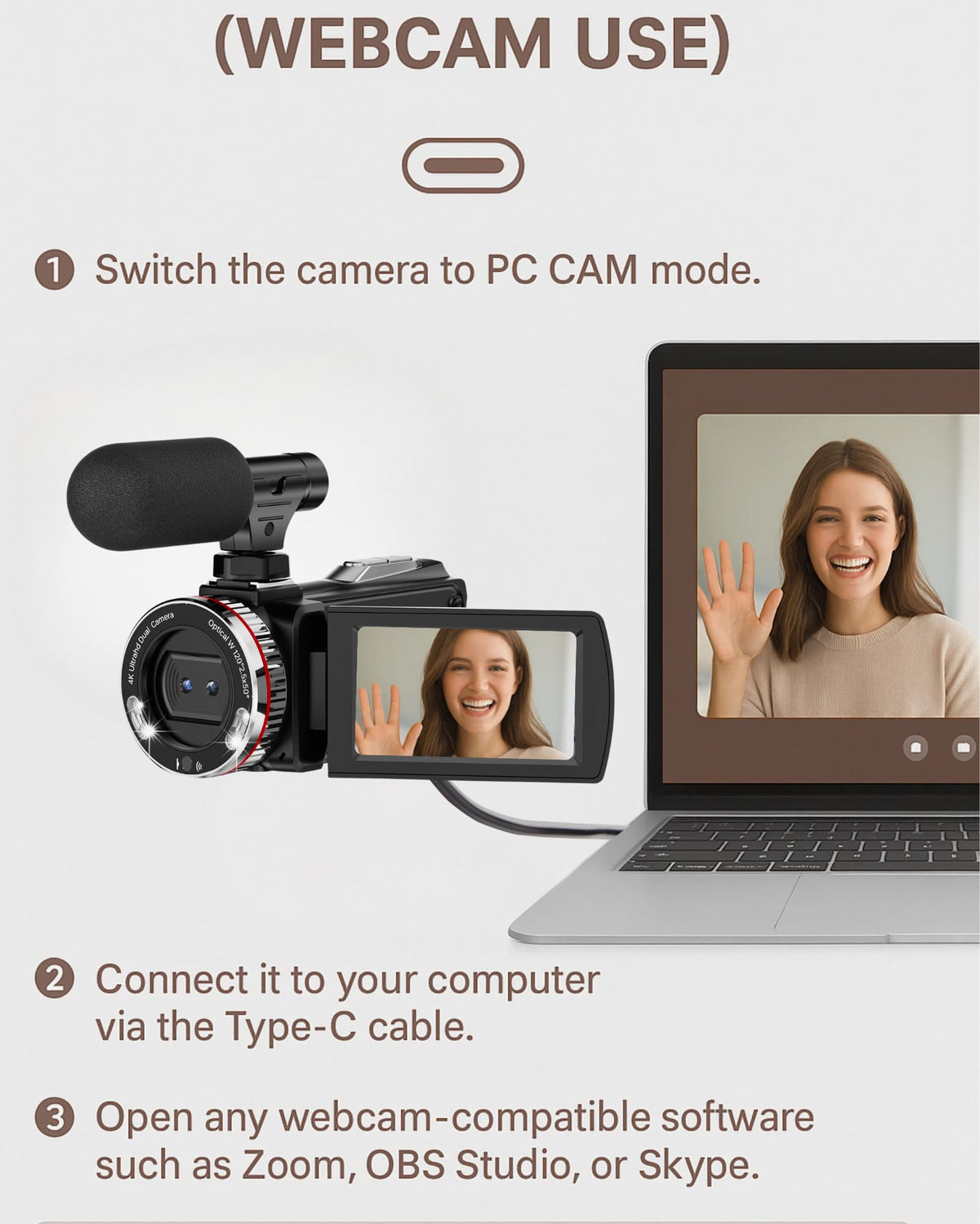 ZIMOCE external microphone improves audio clarity during recording.