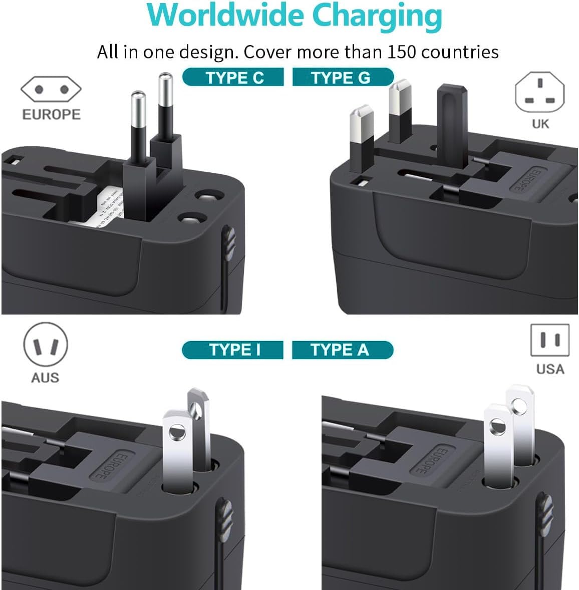 Zinalop adapter with plugs extended demonstrating multi-region plug compatibility benefit