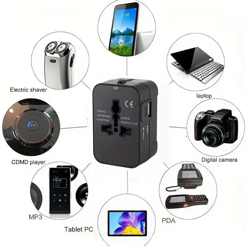 Zinalop adapter beside a passport and hand showing compact travel size advantage