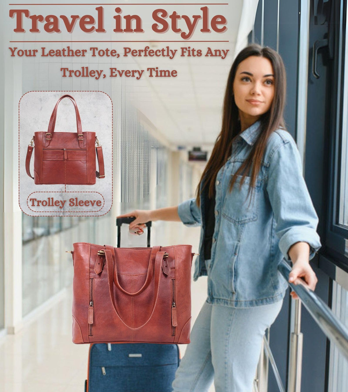 Zinria Leather genuine brown leather material highlights timeless style.