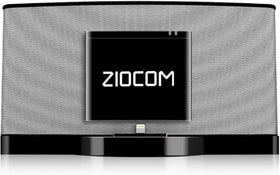 ZIOCOM adapter front view showing 8‑pin connector and LED, enabling wireless playback
