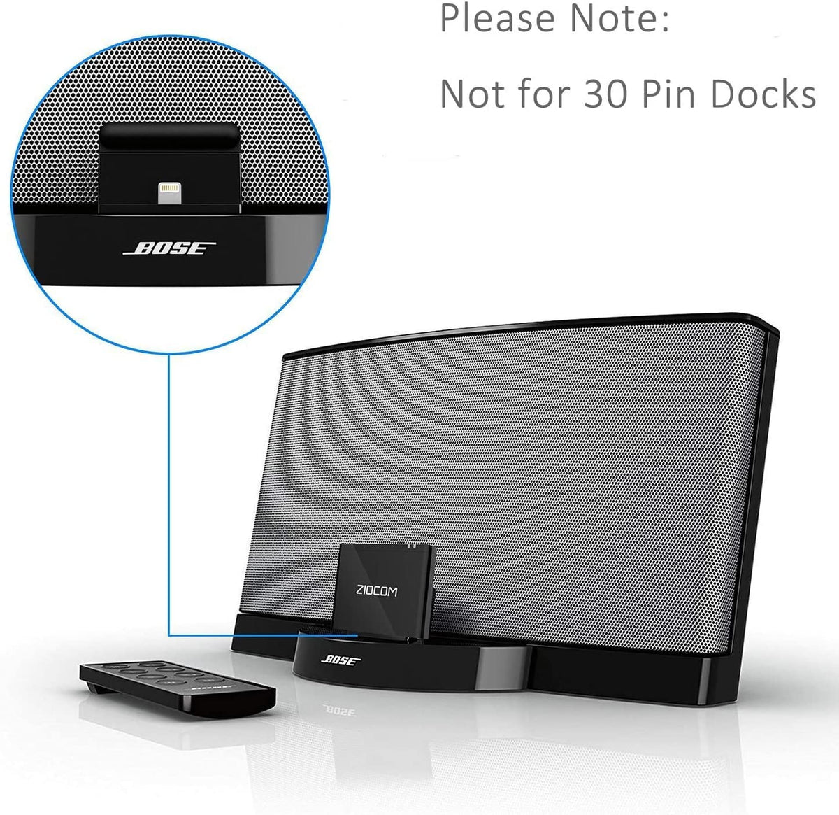 ZIOCOM adapter side profile illustrating slim form factor and discreet installation benefit